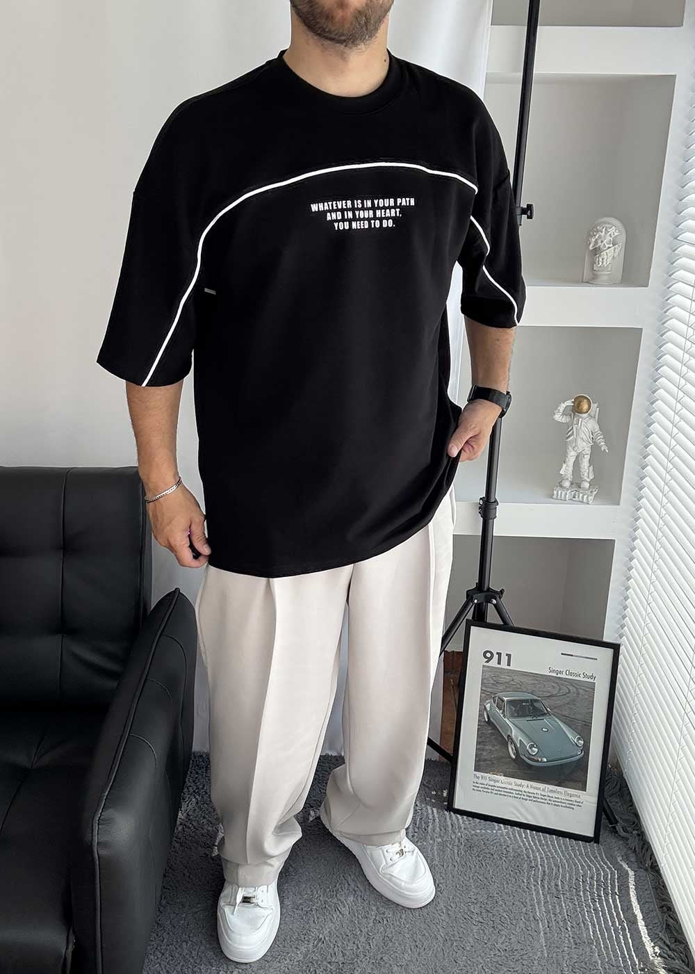 Walk this Path Oversized T-Shirt Ρέλι – Μαύρο – 2