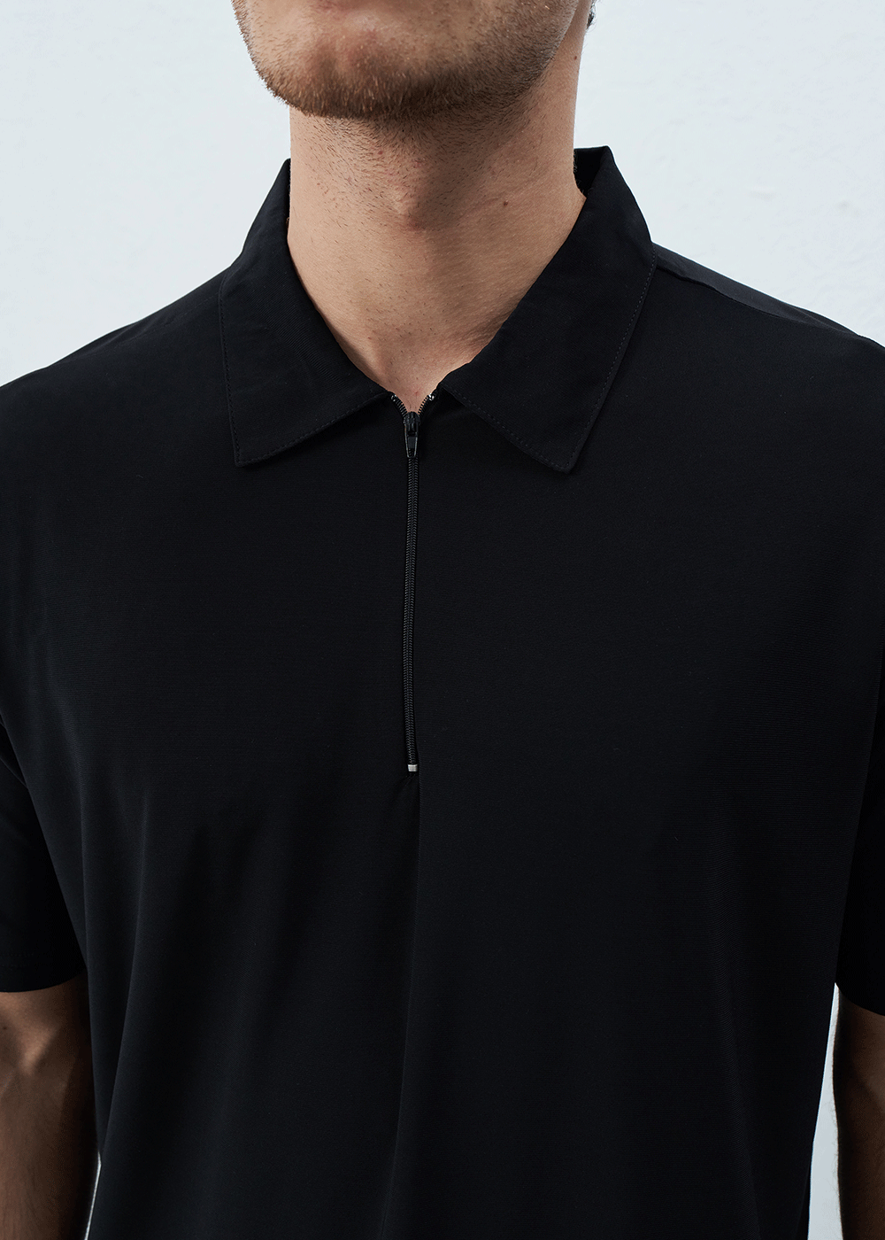Polo T-Shirt Quarter-Zip Silk-Touch – Μαύρο – 2