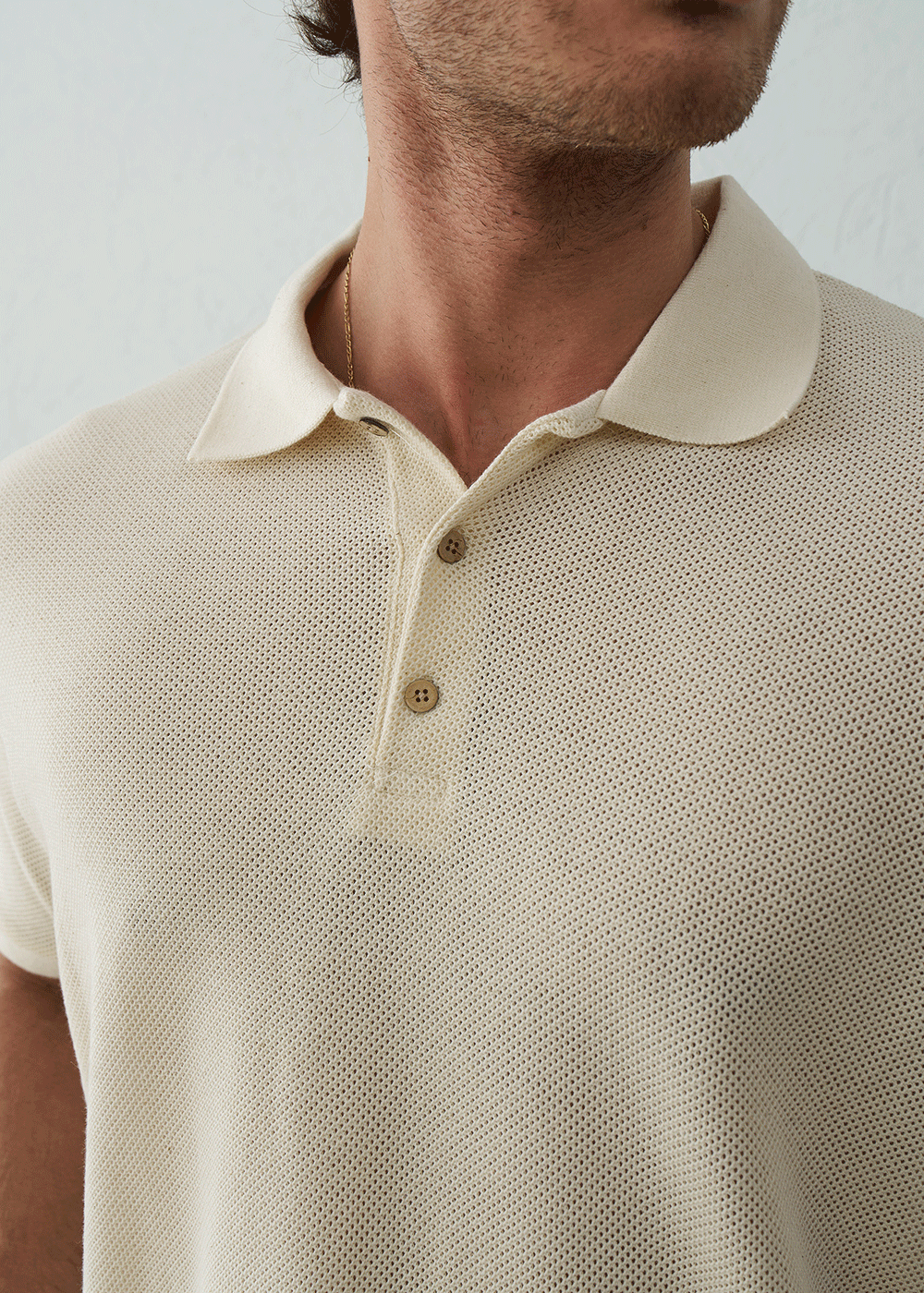 Polo T-Shirt Pique Textured – Μπεζ – 2