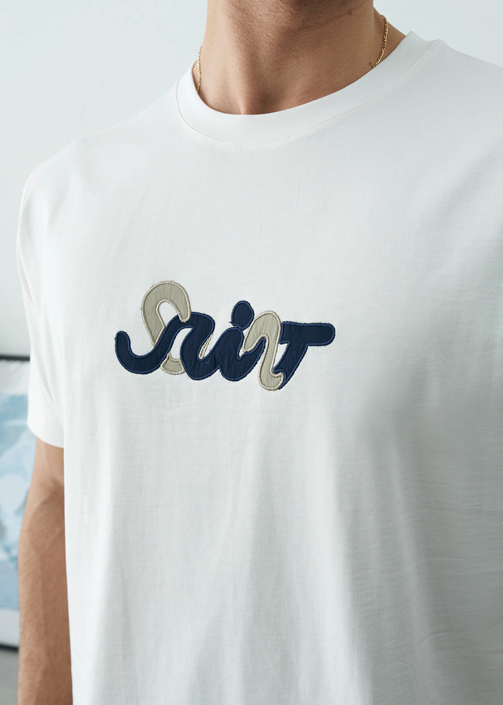 T-Shirt Regular-Fit Embroidered Logo Γκρι/Μαύρο – Λευκό – 5