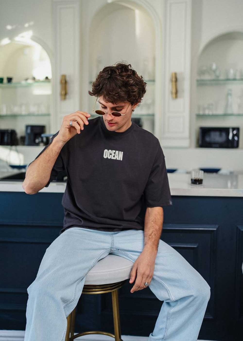 Oversized T-Shirt Ocean – Γκρι – 2