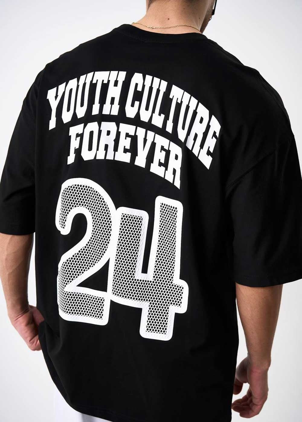 24 Oversized T-Shirt με Τύπωμα στην Πλάτη – Μαύρο – 2