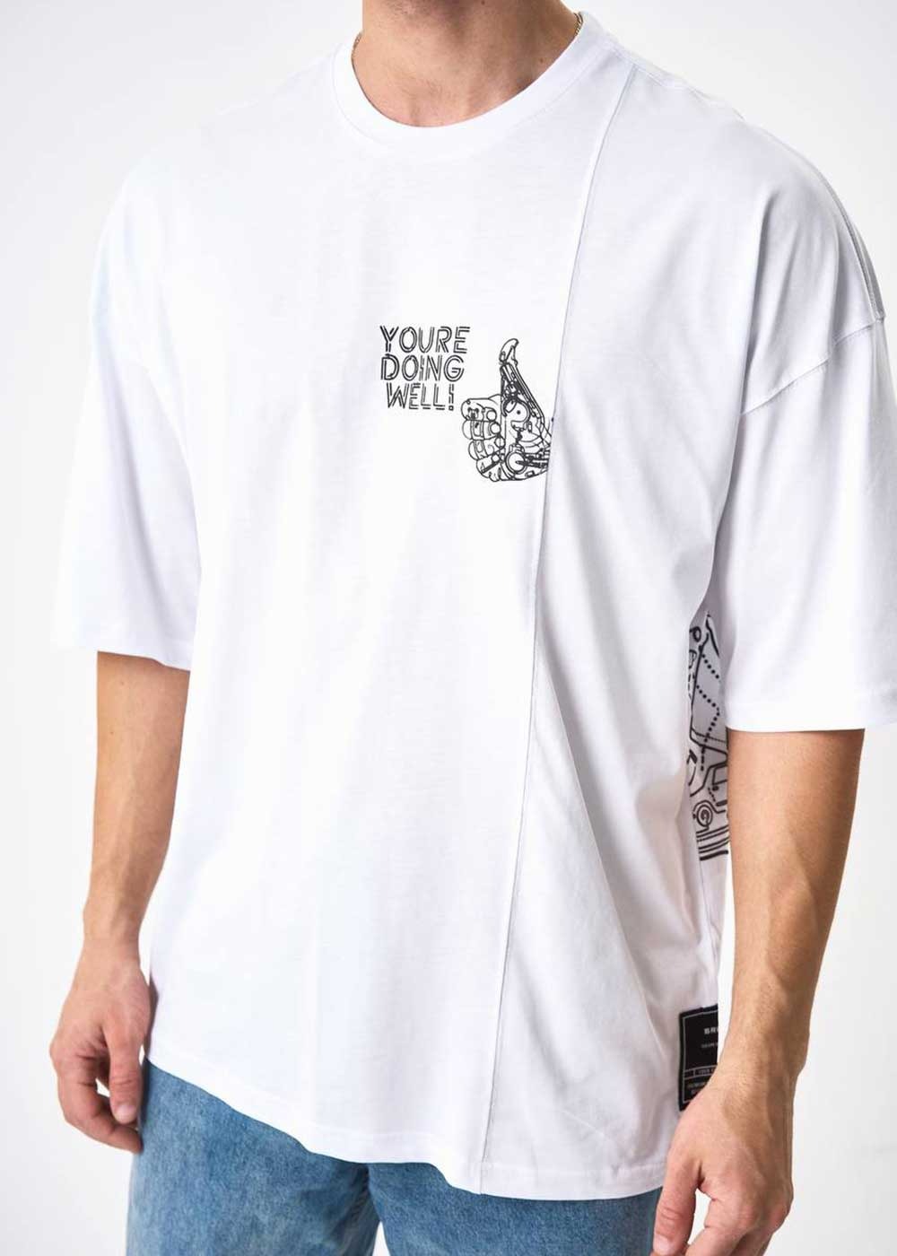 Oversized T-Shirt Youre Doing Well- Λευκό – 2
