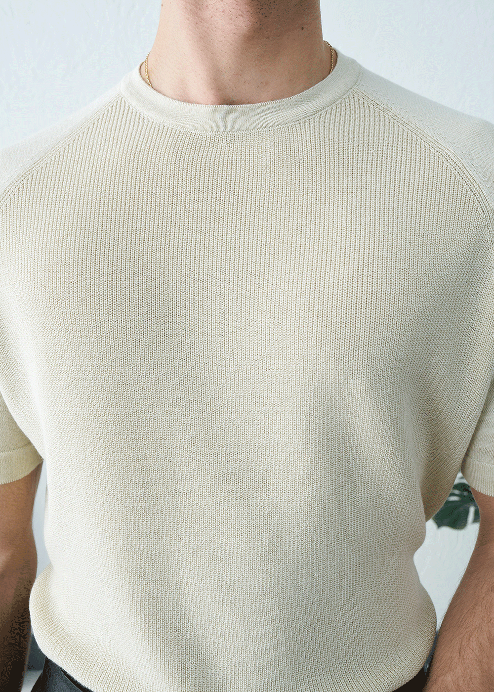 Πλεκτή Μπλούζα Slim-Fit Raglan Knit – Μπεζ – 2