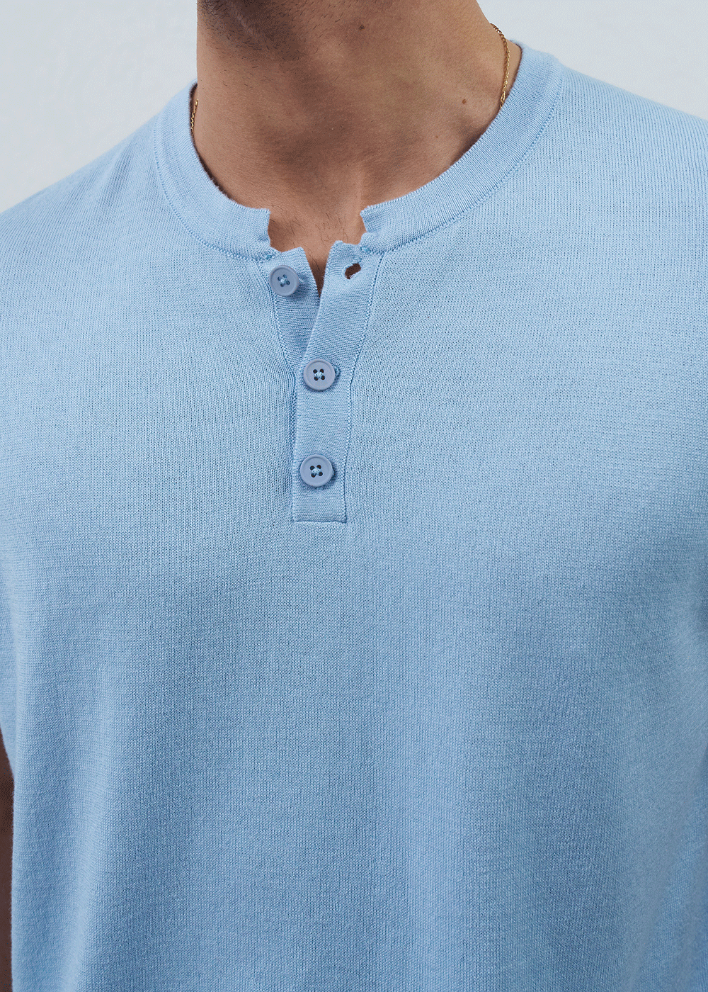 Πλεκτή Μπλούζα Henley Textured Knit – Γαλάζιο – 4