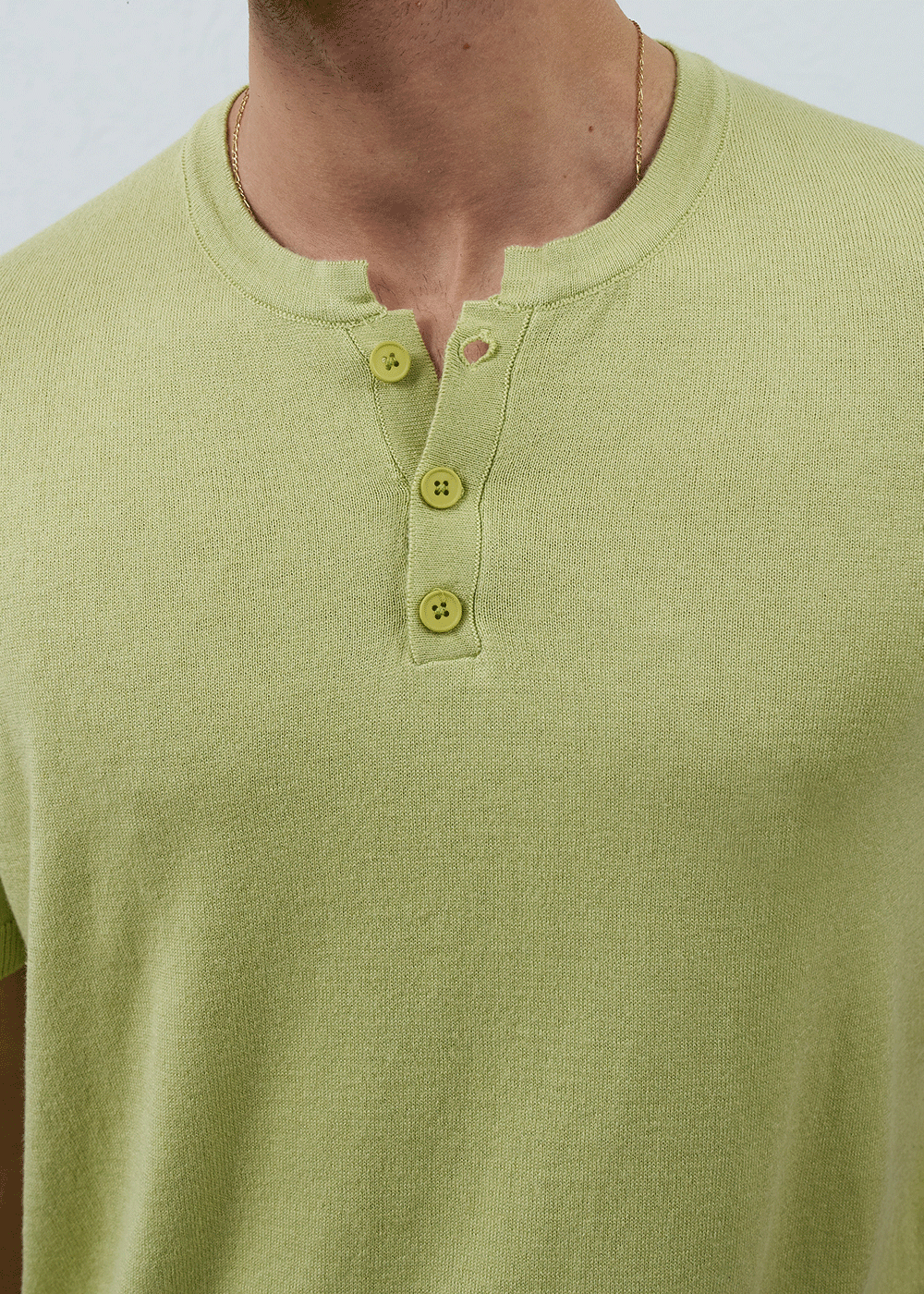 Πλεκτή Μπλούζα Henley Textured Knit – Φιστικί – 4