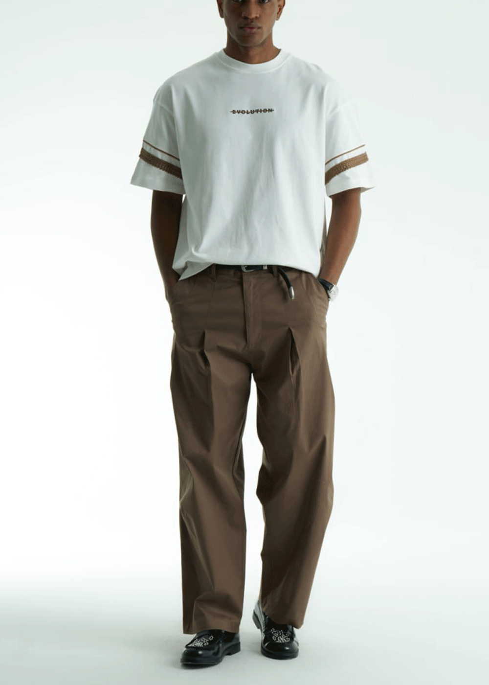 Baggy Παντελόνι Single-Pleat Chino – Καφέ – 2