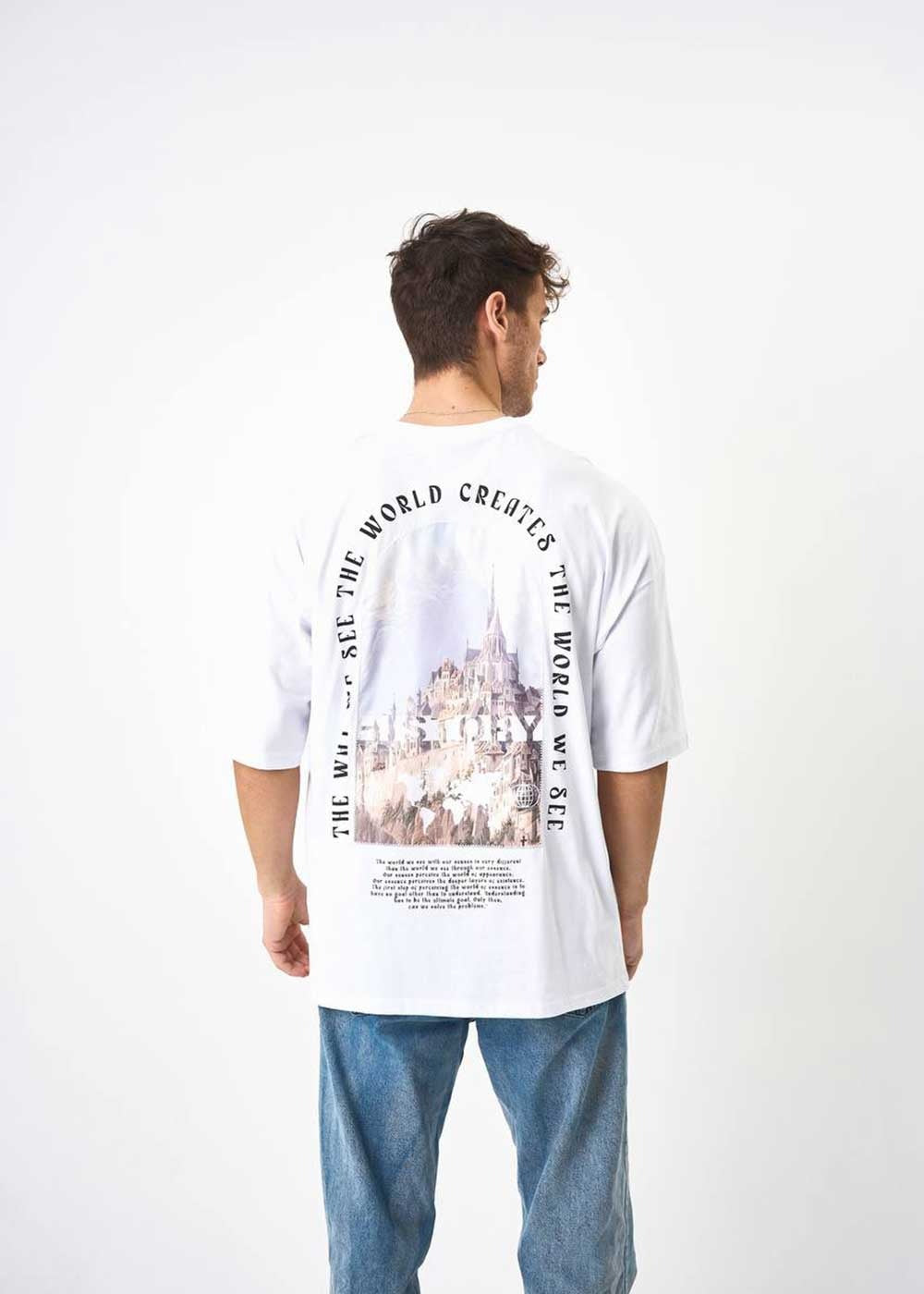 History Oversized T-Shirt με Απλικέ Σχέδιο – Λευκό – 3