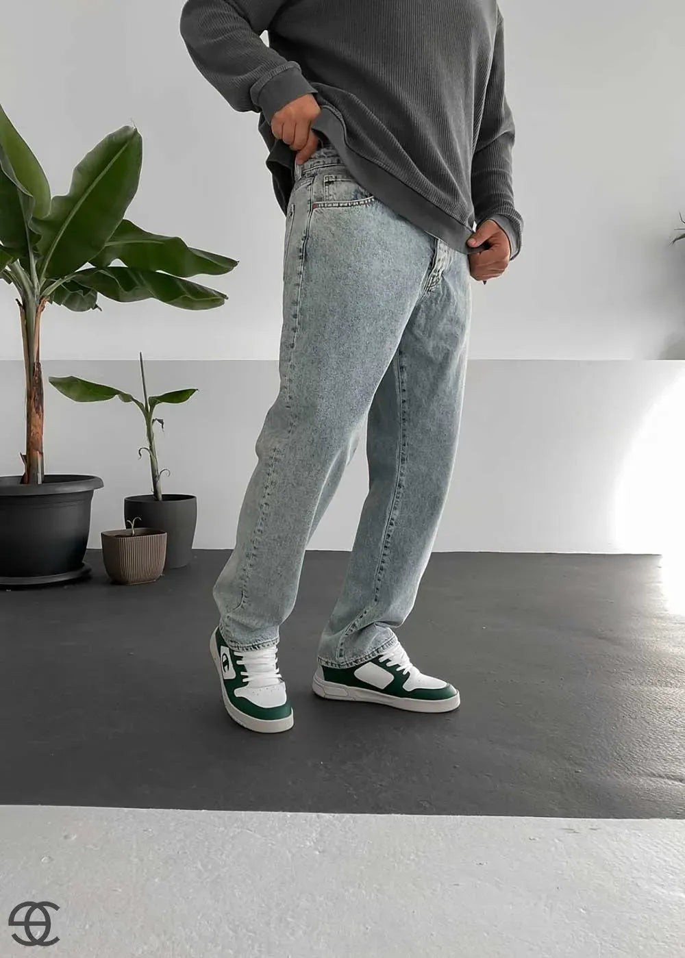 Baggy Denim Τζιν Παντελόνι Με Εφέ Ξεθωριάσματος - Μπλε Του Πάγου – 3