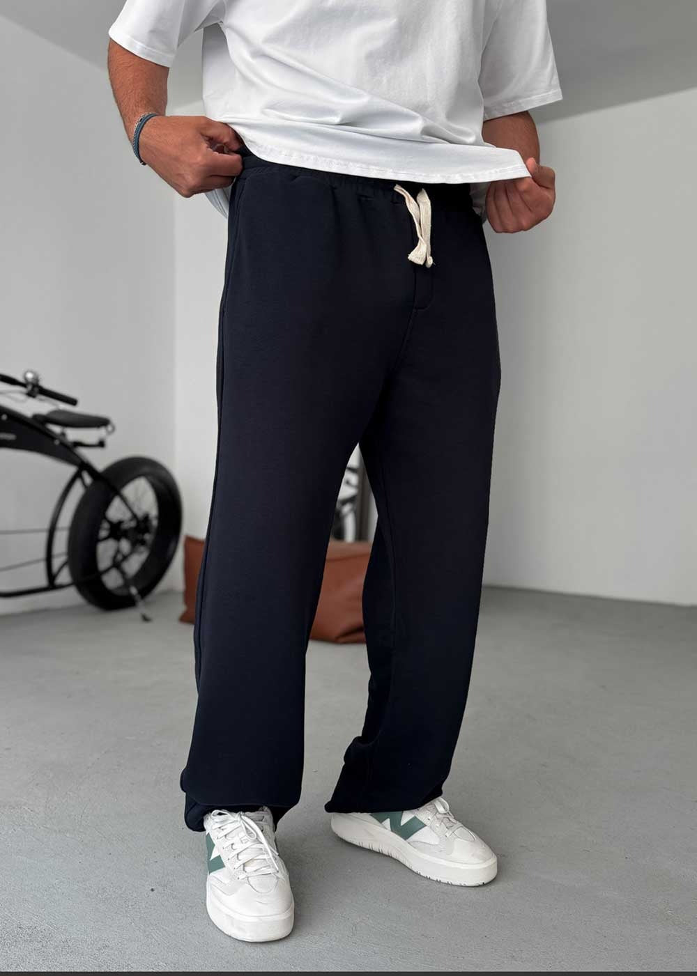 Jogger Φόρμα Τριών Κλωστών Ίσιας Γραμμής – Σκούρο Μπλε – 2