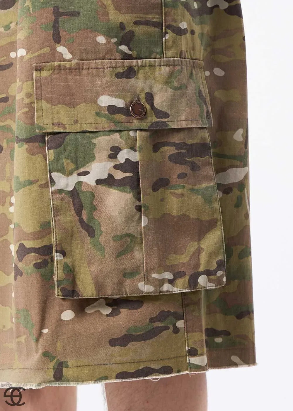 Cargo Baggy Βερμούδα Παραλλαγής Και Λάστιχο Στη Μέση – Πράσινο/Καφέ – 2