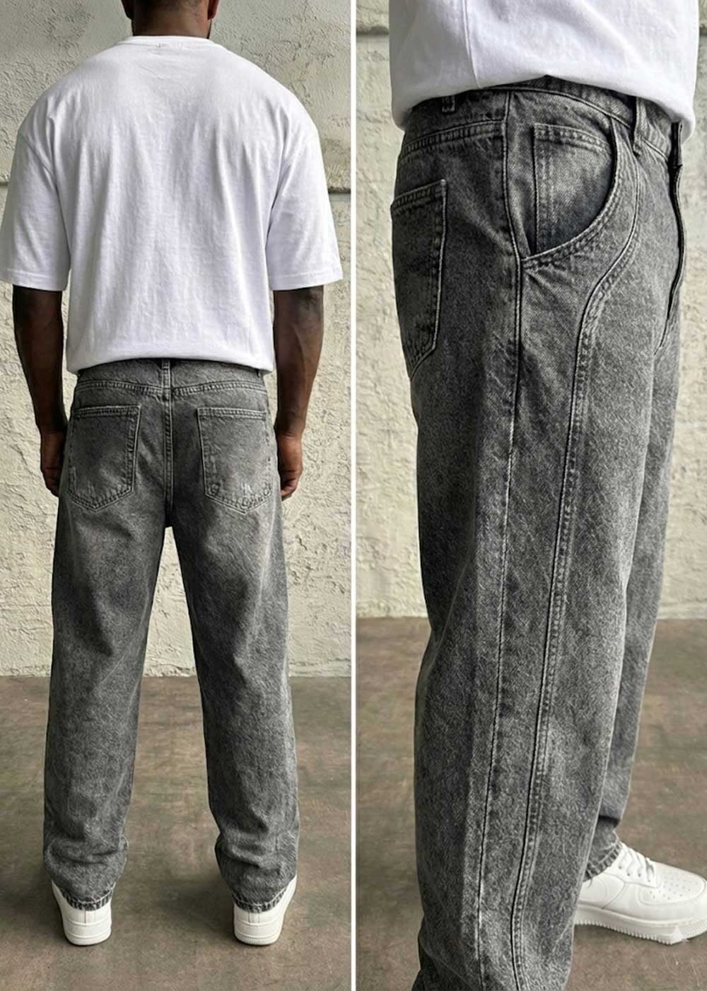 Minimal Baggy Παντελόνι σε Ίσια Straight Γραμμή – Ανθρακί – 2