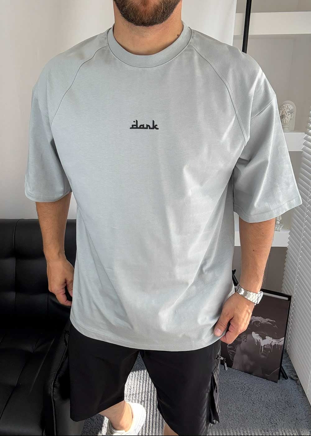 Beyond Reality Oversized T-Shirt με Τύπωμα – Γκρι – 4