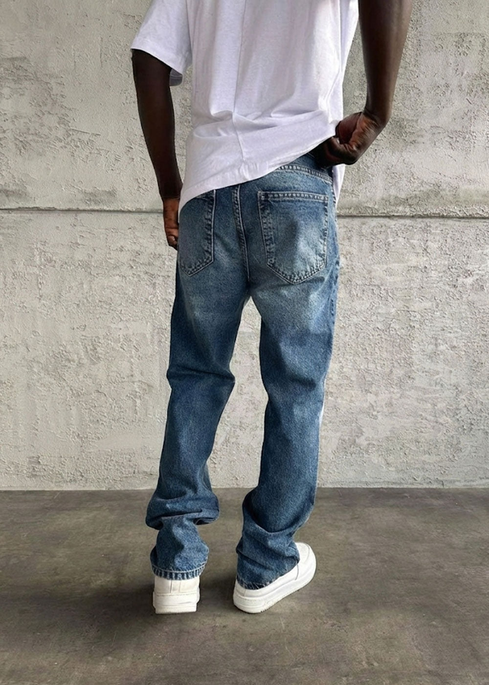 Τζιν Regular Baggy Fit Clean Wash Με Μικρά Σκισίματα- Σκούρο Μπλε – 3