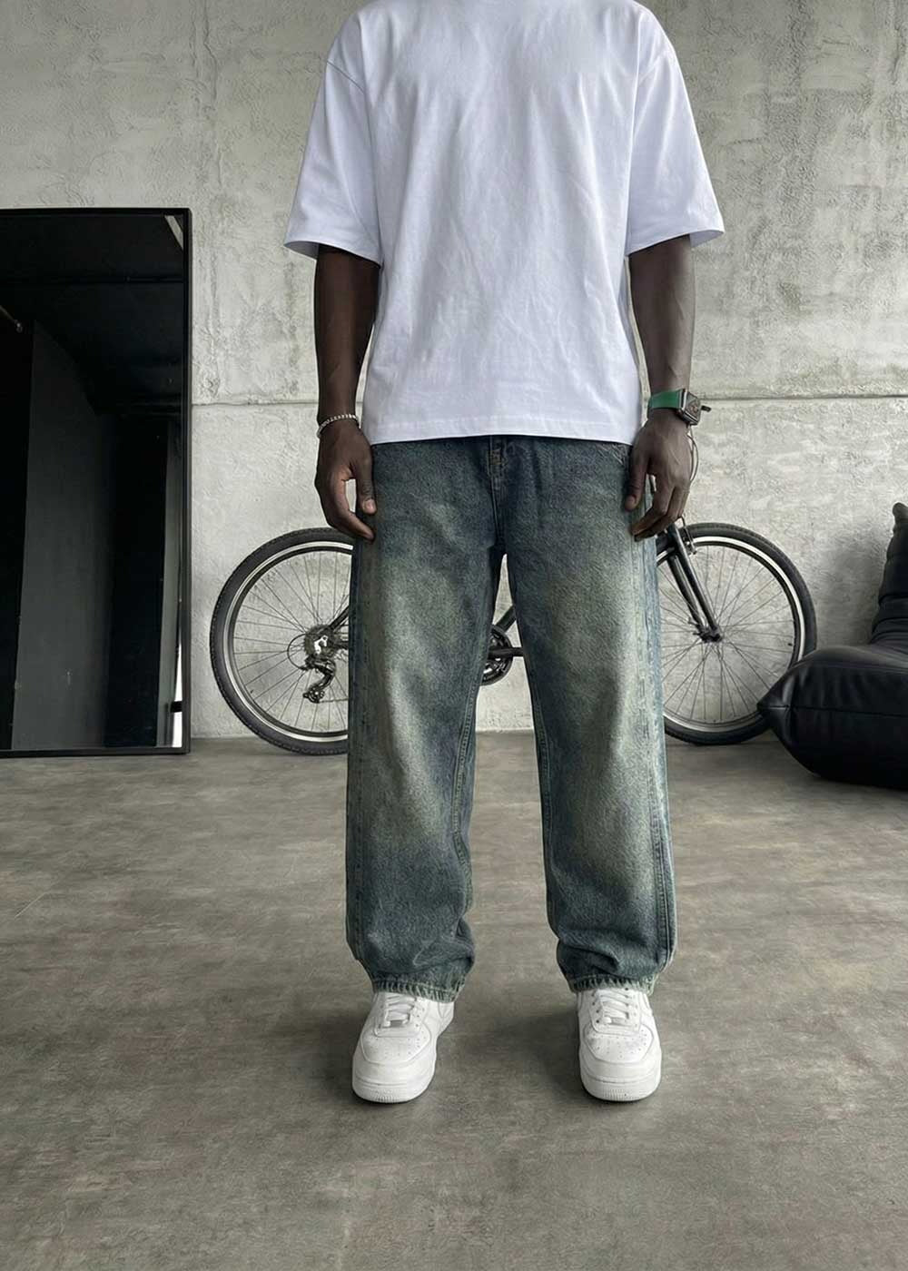 Minimal Baggy Παντελόνι σε Ίσια Straight Γραμμή – Πεπαλαιωμένο Μπλε – 3