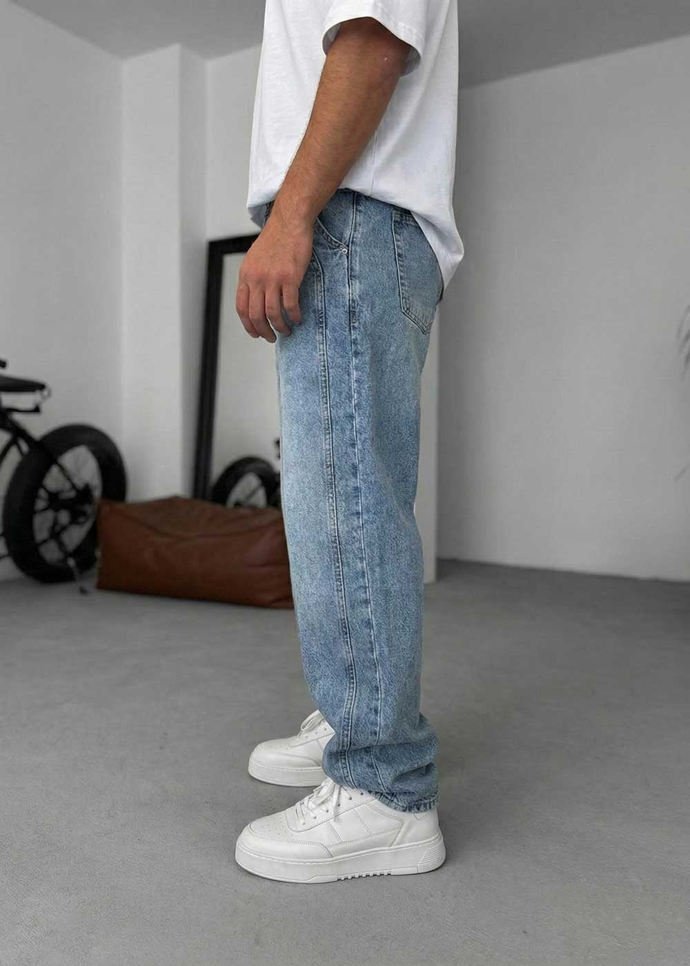 Minimal Baggy Παντελόνι σε Ίσια Straight Γραμμή – Μπλε – 2