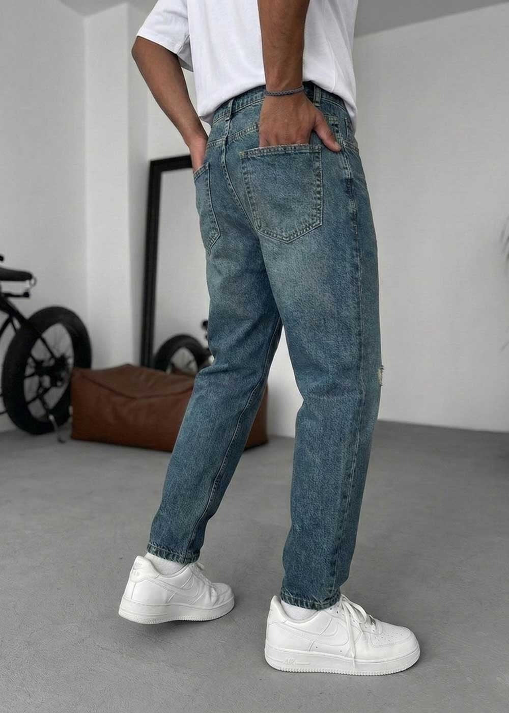 Παντελόνι Τζιν Loose Fit Με Εφέ Σκισιμάτων - Μπλε Με Εφέ – 2
