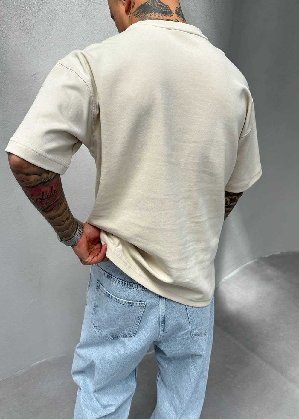 Basic Oversized T-Shirt – Μπεζ – 3
