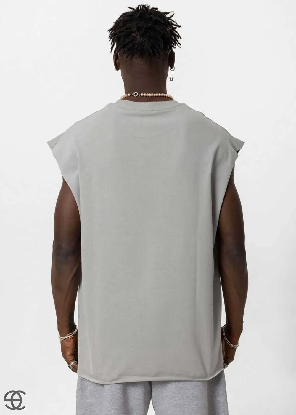 Basic Oversized Αμάνικο T-Shirt – Γκρι – 2