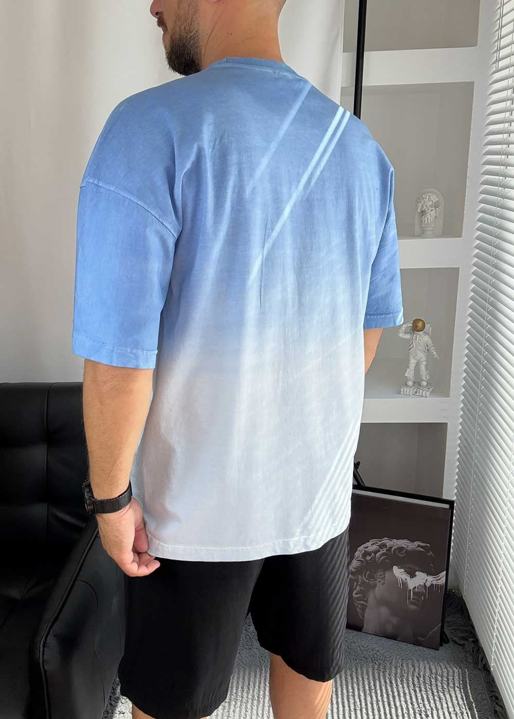Desert Nature Oversized T-Shirt με Ξεβαμμένο Εφέ – Γαλάζιο – 2