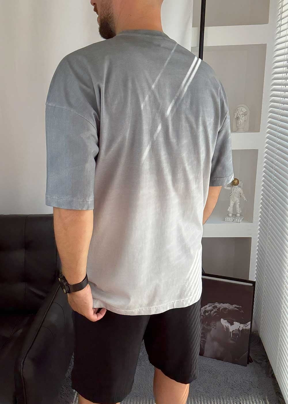 Desert Nature Oversized T-Shirt με Ξεβαμμένο Εφέ – Γκρι – 2