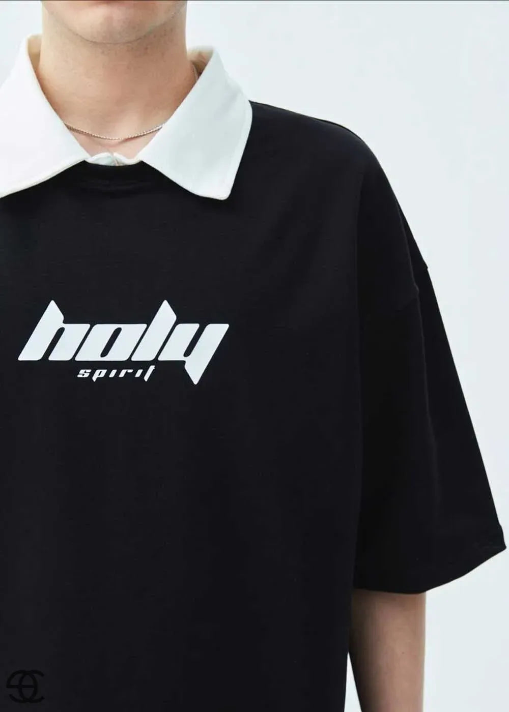 Holy Polo Oversized T-Shirt - Μαύρο – 2