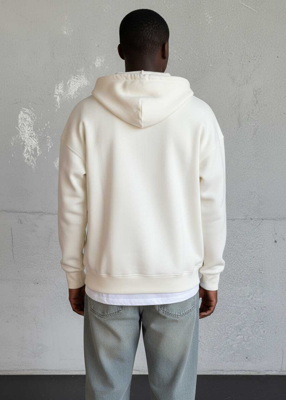Oversized Ζακέτα Φούτερ με Διπλό Άνοιγμα Φερμουάρ Εσωτερική Επένδυση – Λευκό