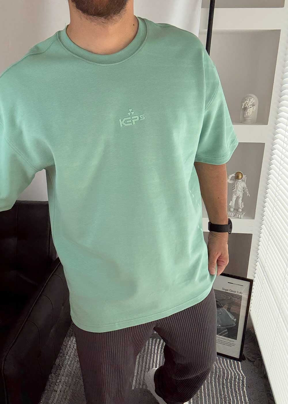 Basic Oversized T-Shirt Με Λογότυπο -Πράσινο – 2