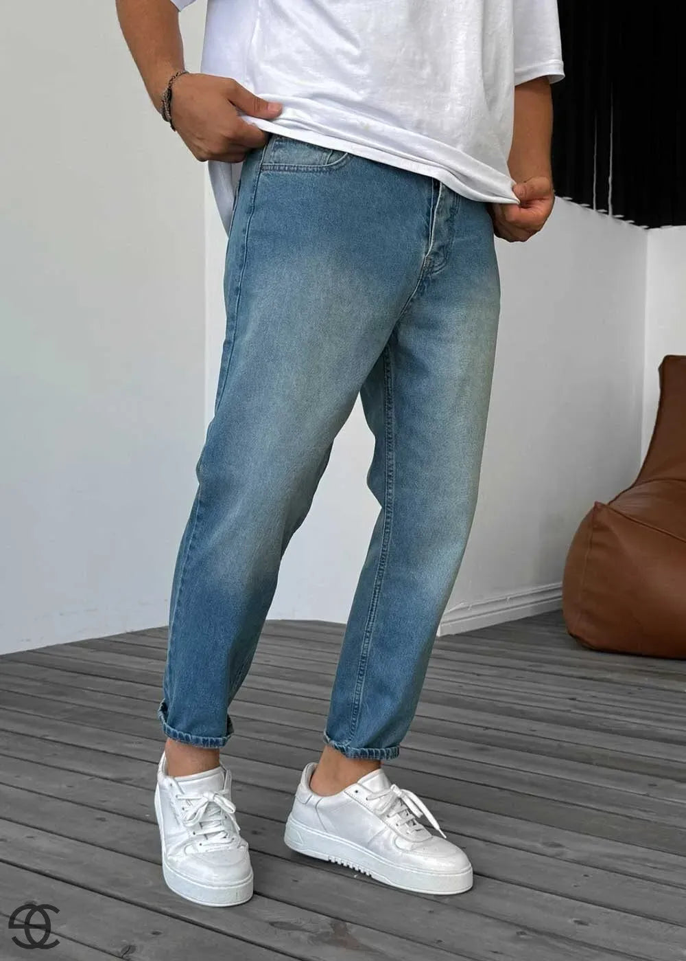 Παντελόνι Τζιν Loose Fit Πεπαλαιωμένο Ανοιχτό Γαλάζιο – 2
