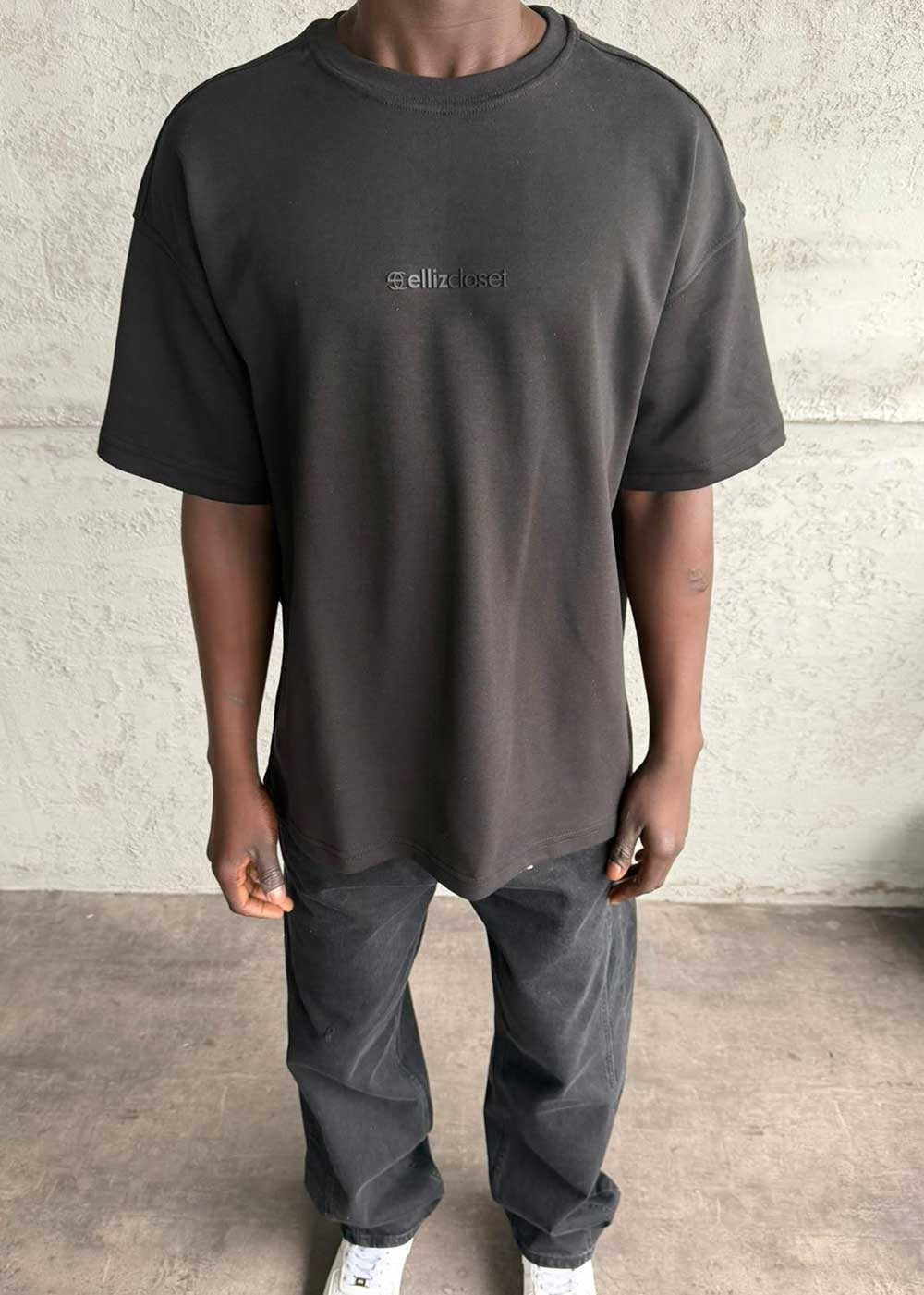 Basic Oversized T-Shirt Με Λογότυπο – Μαύρο – 4