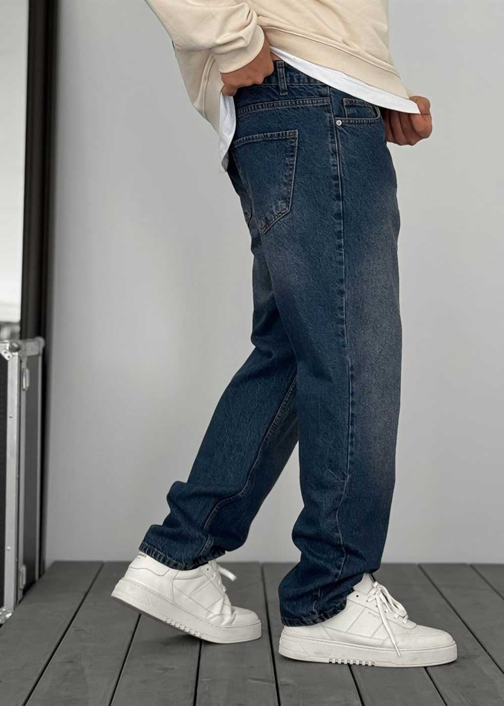 Baggy Παντελόνι Τζιν Με Stonewash – Σκούρο Μπλε – 3