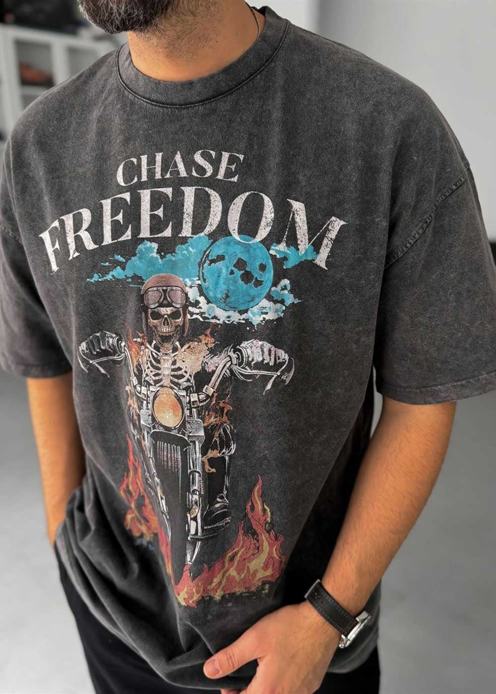 Oversize T-Shirt Freedom Narrative – Ανθρακί – 2