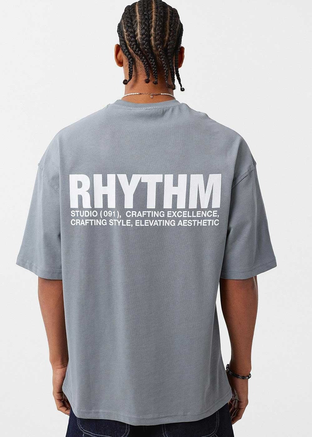 Rhythm Oversized T-Shirt σε Ξεβαμμένη Όψη – Σταχτί – 2