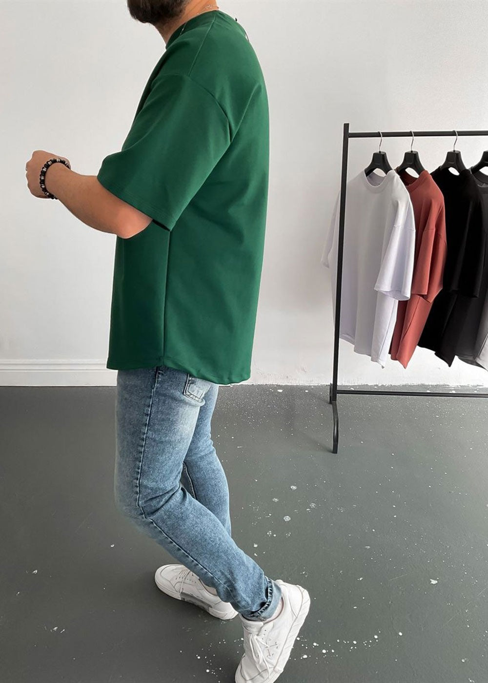 Basic Oversized T-Shirt Με Οβάλ Τελείωμα Σε Ύφανση Δύο Κλωστών- Πράσινο – 2