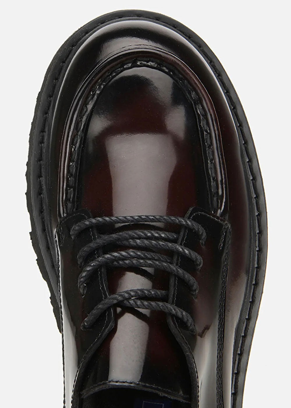 Premium Λουστρίνι Δερμάτινο Derby με Chunky Σόλα – Bordeaux Black – 4