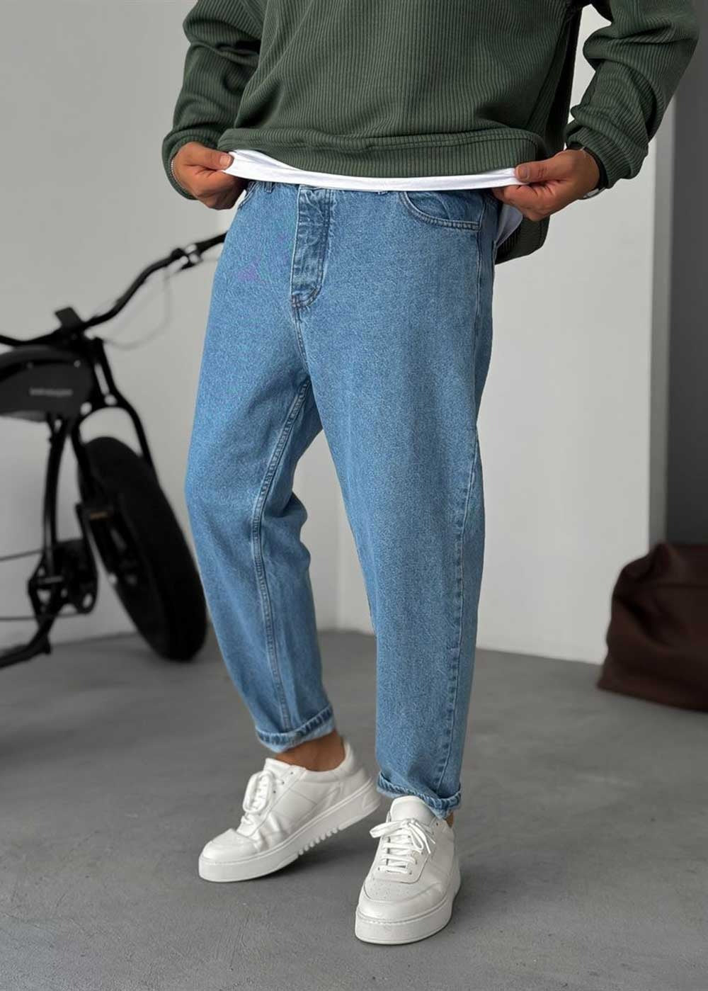 Basic Παντελόνι Τζιν Loose Fit - Ανοιχτό Μπλε – 2