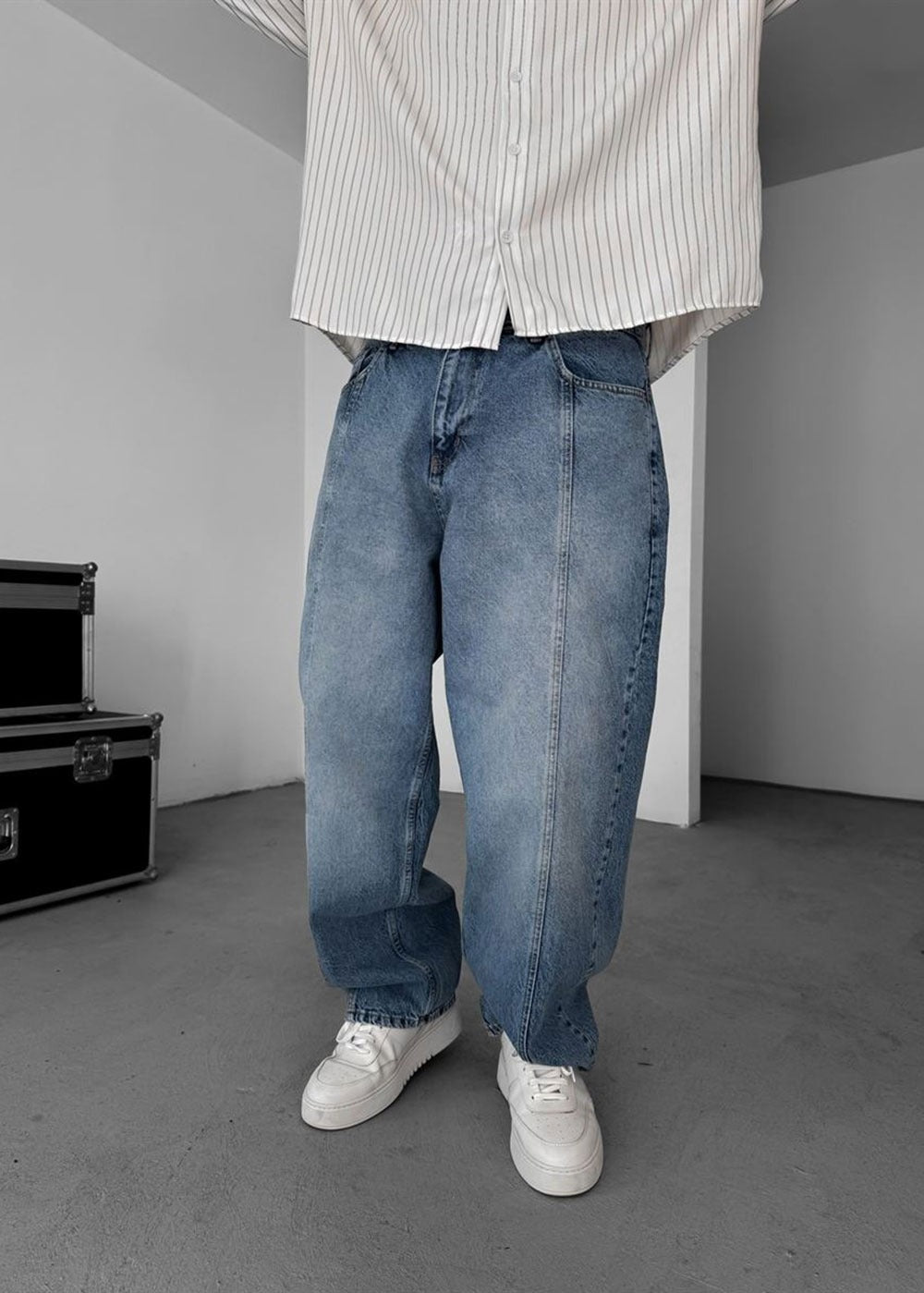 Baggy Jean με Τονισμένη Μπροστινή Ραφή – Γαλάζιο – 5