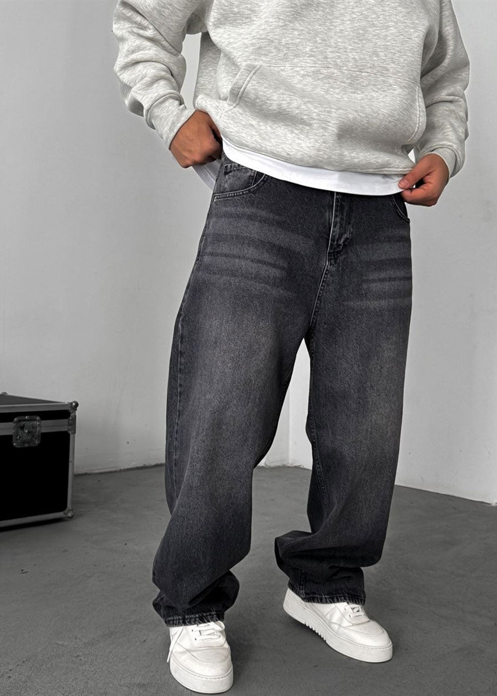 Baggy Relax Denim Τζιν Παντελόνι Ξεβαμμένο – Ανθρακί – 2
