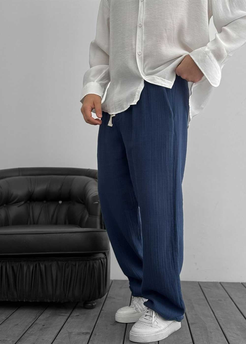 Παντελόνι Baggy Muslin Breeze – Navy Blue – 2