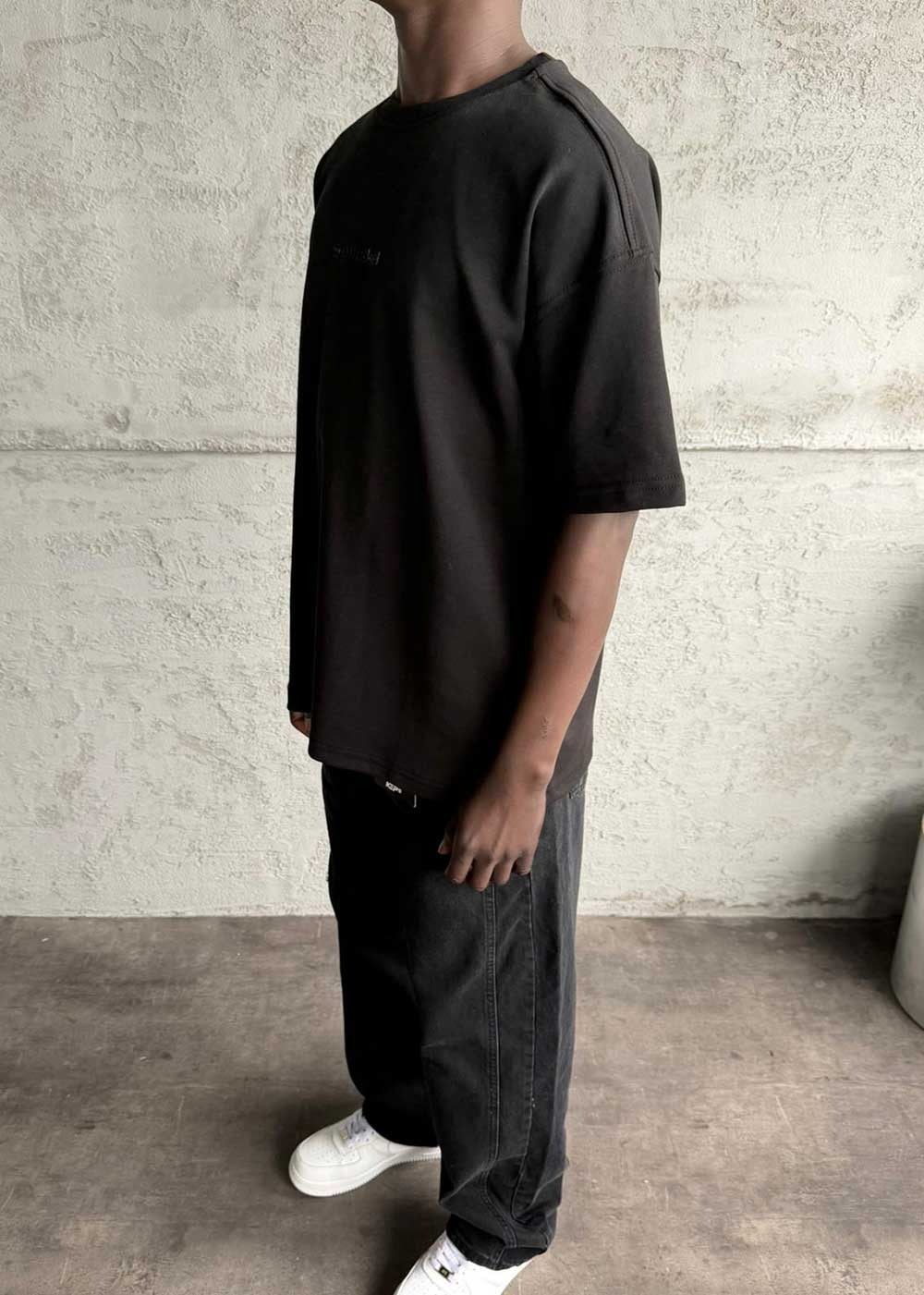 Basic Oversized T-Shirt Με Λογότυπο – Μαύρο – 2