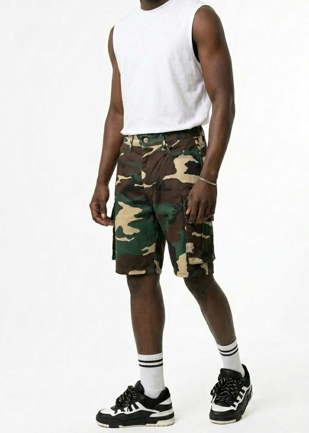 Camo Cargo Βερμούδα με Utility Τσέπες – Καφέ – 3