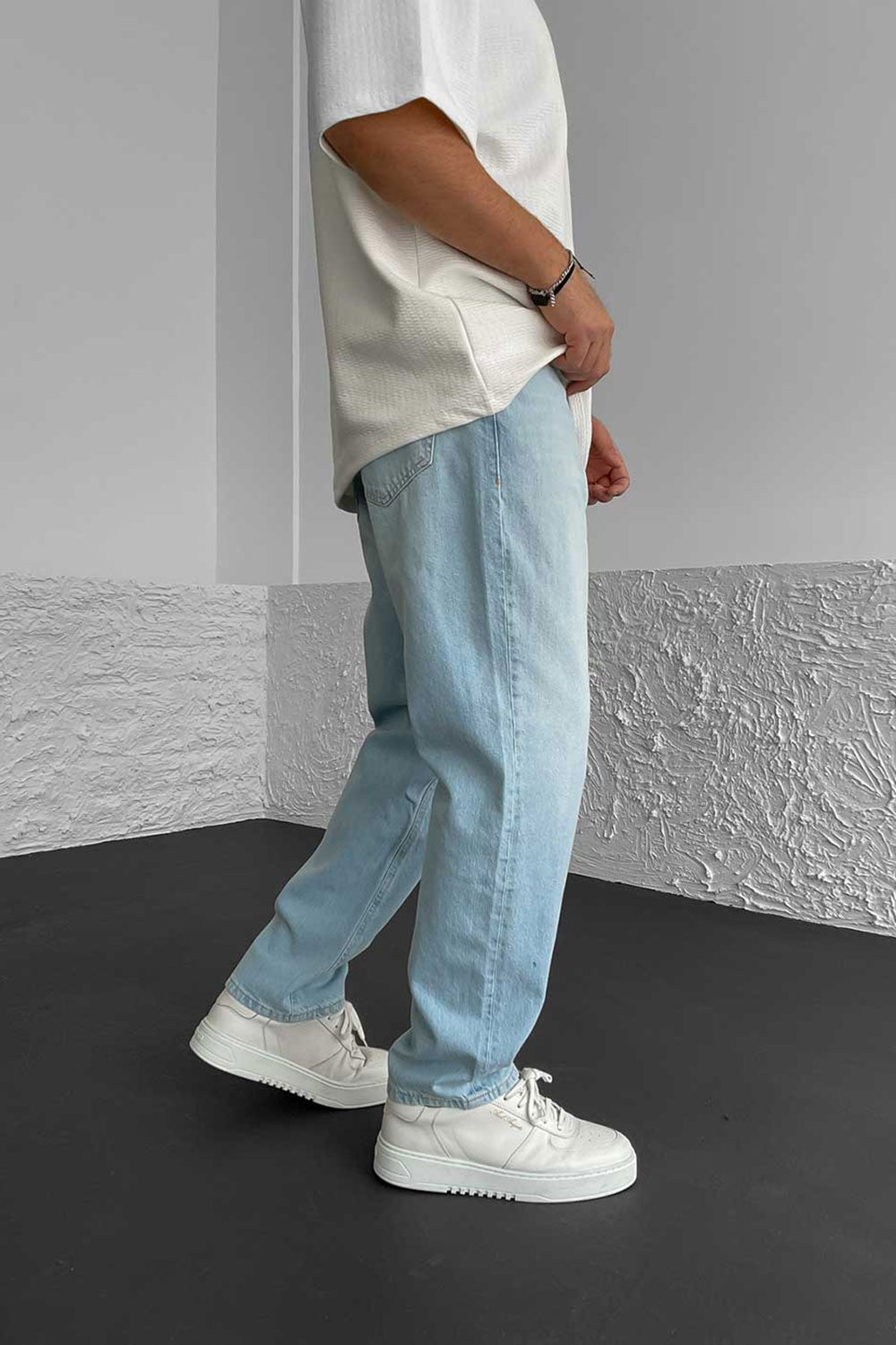 Baggy Jean με Εφέ Πλυσίματος - Ανοιχτό Γαλάζιο