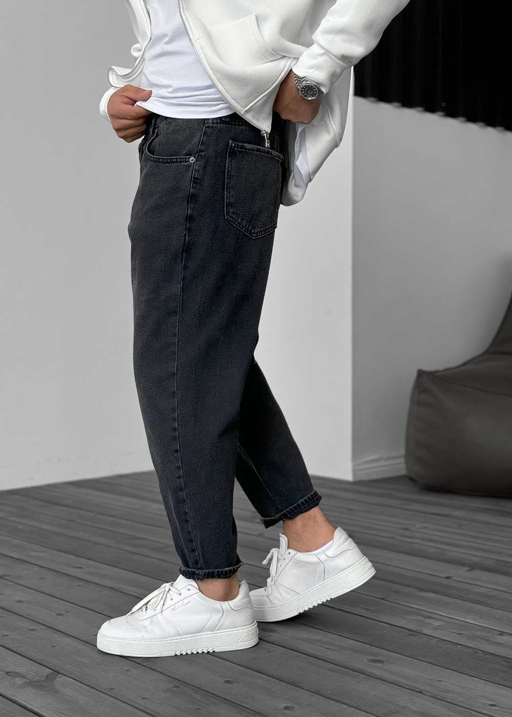 Παντελόνι Loose Fit Jean Με Εφέ Πλυσίματος - Μαύρο – 4