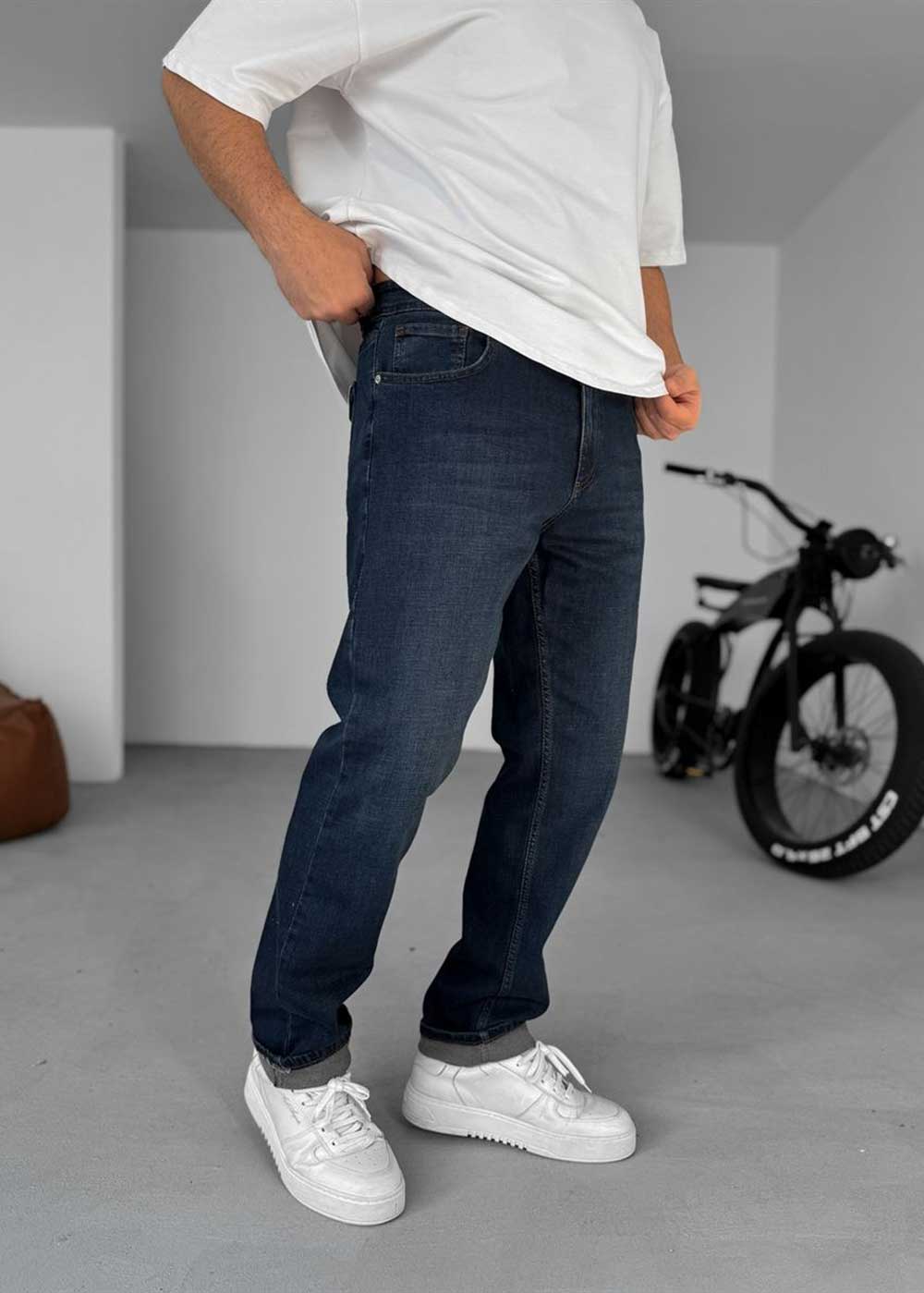 Relaxed Fit Jean Παντελόνι με Ελαστικότητα – Σκούρο Μπλε – 2
