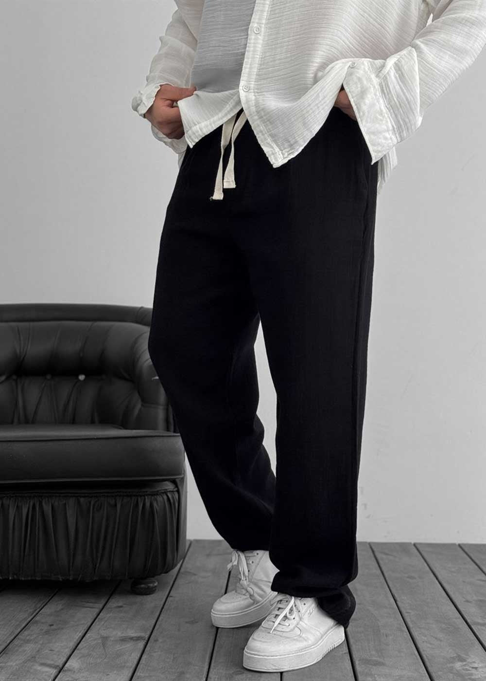 Παντελόνι Baggy Muslin Breeze – Μαύρο – 3