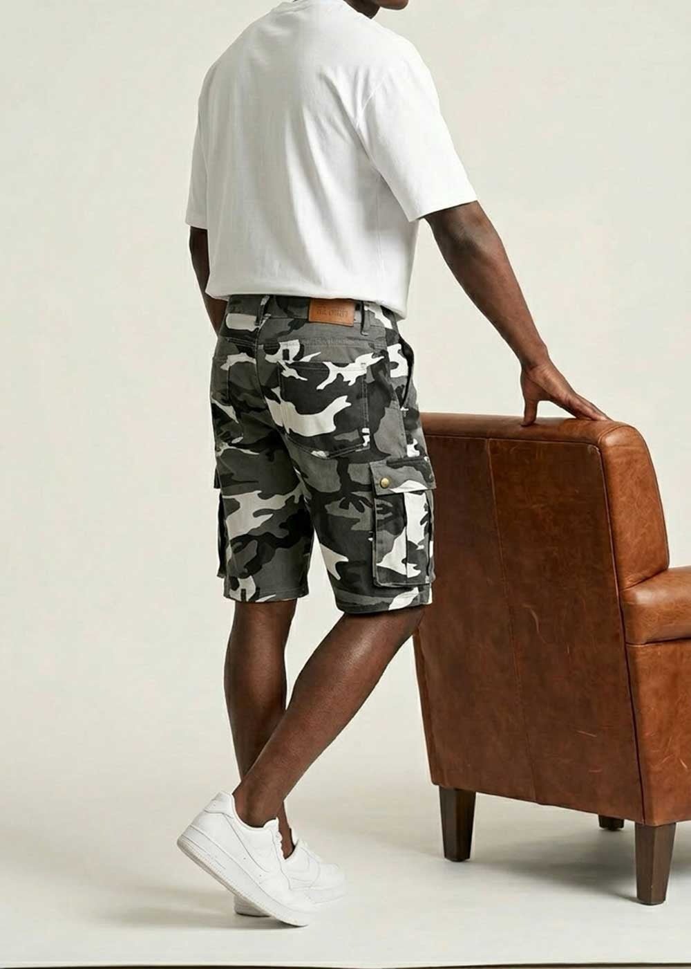 Camo Cargo Βερμούδα με Utility Τσέπες – Γκρι – 2