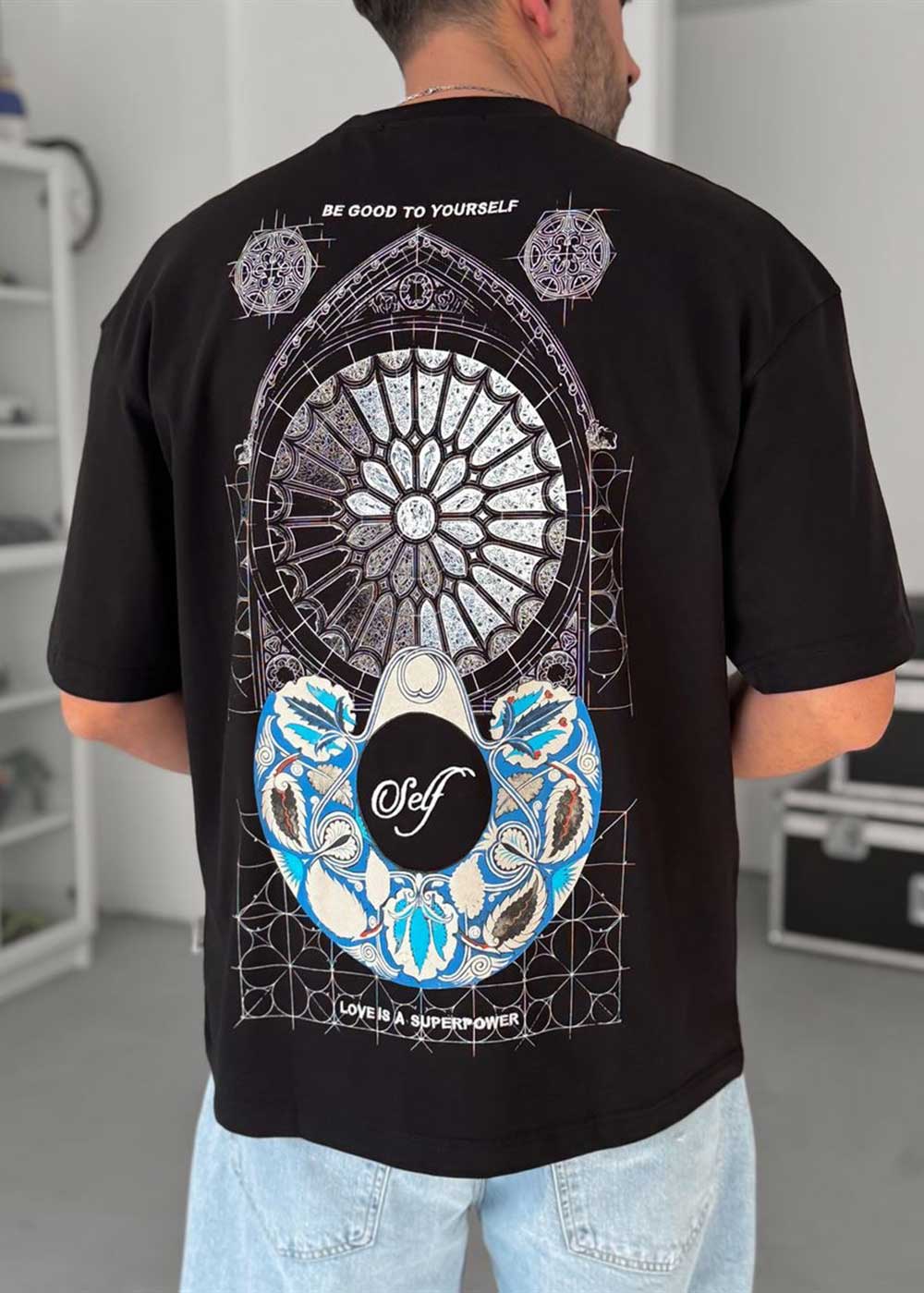 Oversized T-Shirt Self Cathedral – Μαύρο