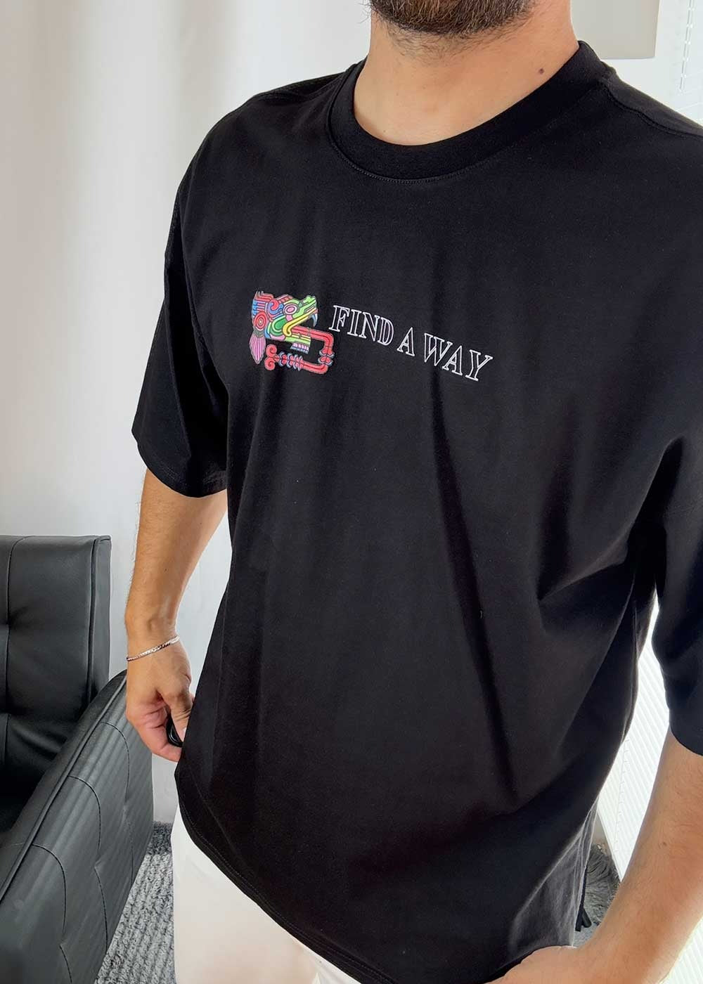 Find A Way Oversized T-Shirt – Μαύρο – 3