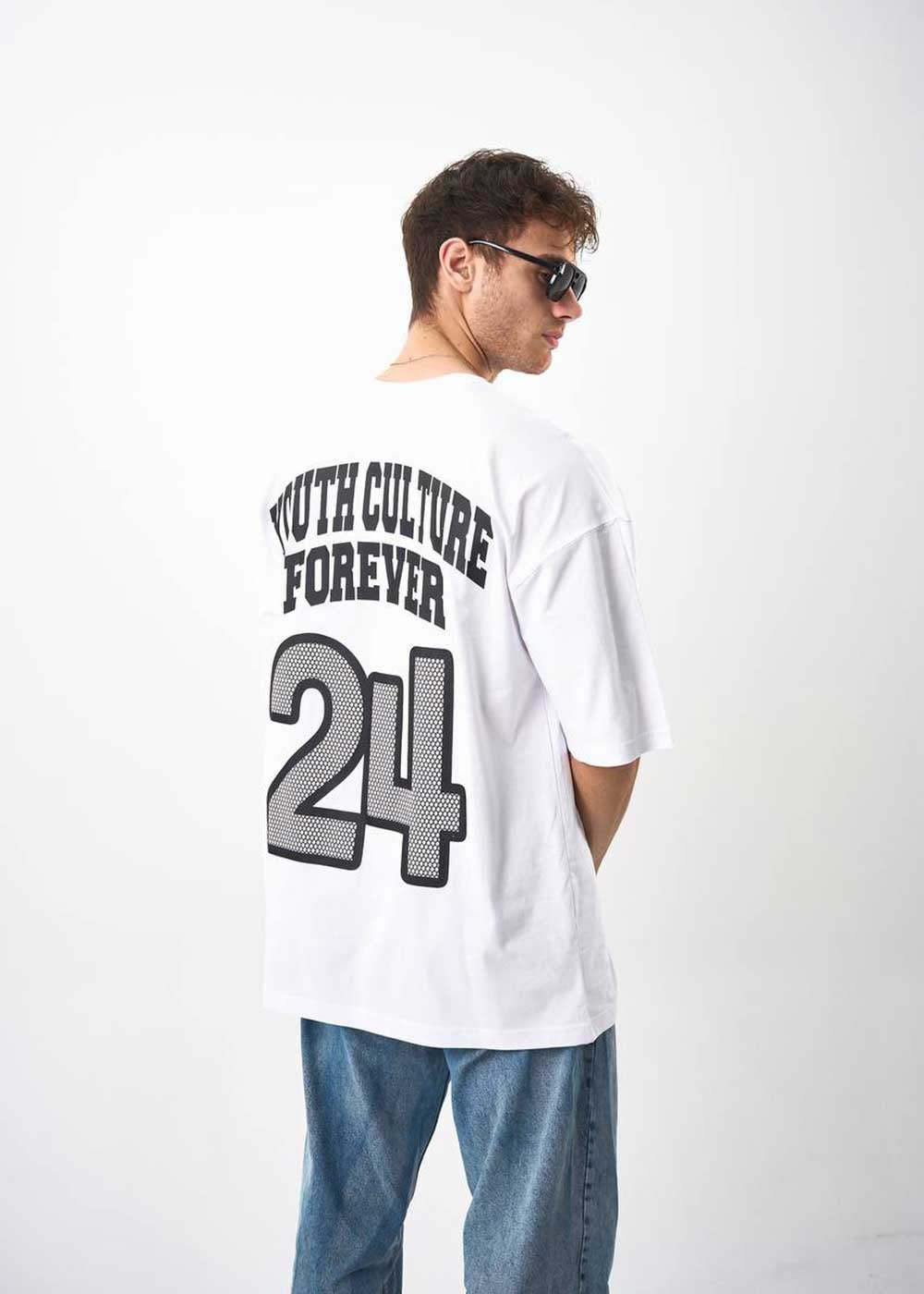 24 Oversized T-Shirt με Τύπωμα στην Πλάτη – Λευκό – 3