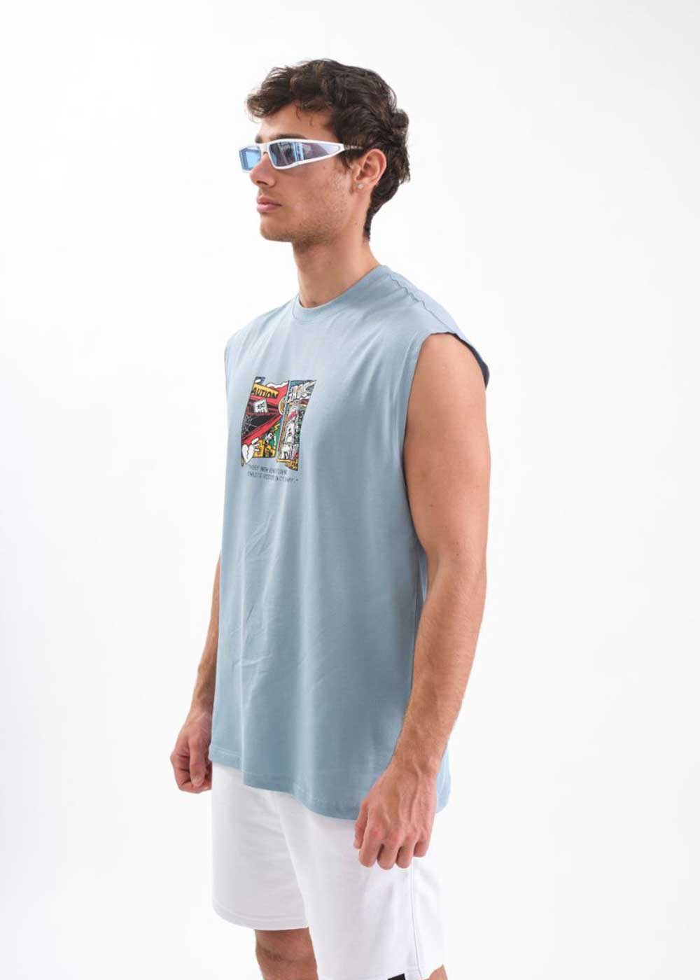 History Αμάνικο Relax T-Shirt – Γαλάζιο – 3